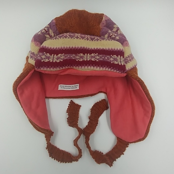 Orange/Pink/Purple/Cream Winter Bomber Hat - Picture 2 of 2